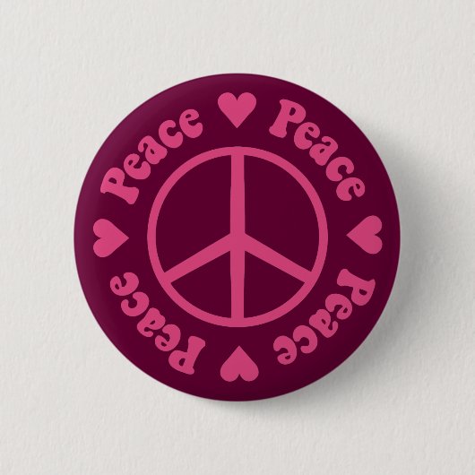 Pink Peace Ronde Button 5,7 Cm (Voorkant)