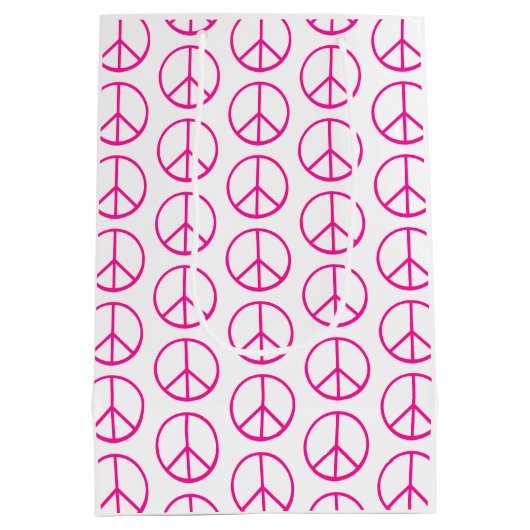 Pink Peace Sign Gift Wrap Medium Cadeauzakje (Achterkant)