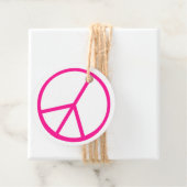Pink Peace Sign Groovy Gift Wrap Bedankjes Labels (In situ)