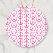 Pink Peace Sign Groovy Gift Wrap Bedankjes Labels (Achterkant)