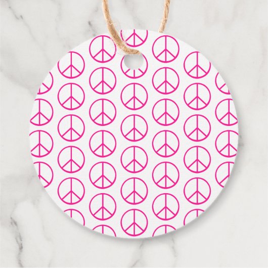 Pink Peace Sign Groovy Gift Wrap Bedankjes Labels (Achterkant)