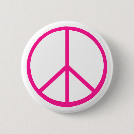 Pink Peace Sign Modern White Ronde Button 5,7 Cm