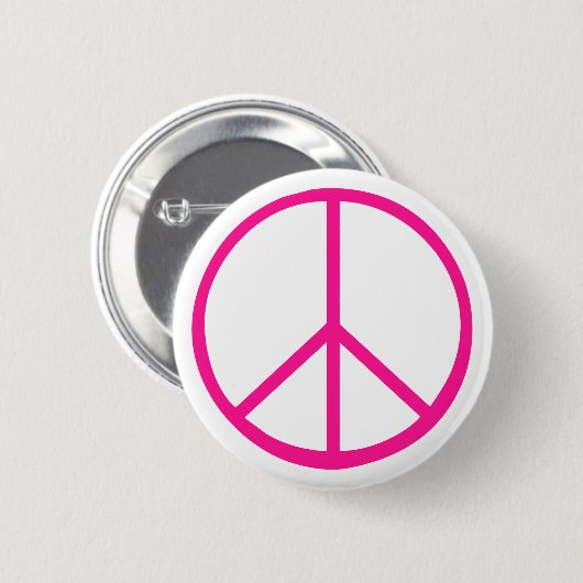 Pink Peace Sign Modern White Ronde Button 5,7 Cm (Voorkant /achterkant)