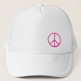 Pink Peace Sign Modern White Trucker Pet