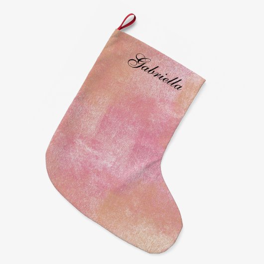Pink Peach Abstract gepersonaliseerd Grote Kerstsok (Voorkant (Hangend))