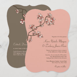 Pink Peach Blossom Sakura Chinese Weddenschap Invi Kaart