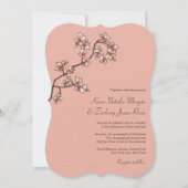 Pink Peach Blossom Sakura Chinese Weddenschap Invi Kaart (Voorkant)
