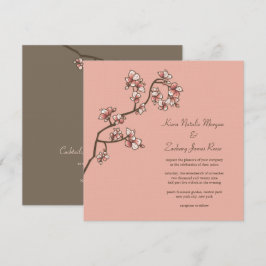 Pink Peach Blossom Sakura Chinese Weddenschap Invi Kaart