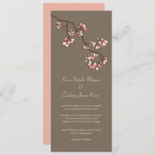 Pink Peach Blossom Sakura Chinese Weddenschap Invi Kaart