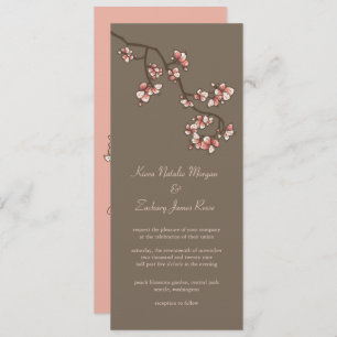 Pink Peach Blossom Sakura Chinese Weddenschap Invi Kaart