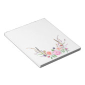 Pink Peach Blue Floral Berries Feathers Notitieblok (Schuin)