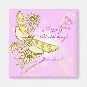 Pink Peach Butterfly Magneet (Voorkant)