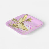 Pink Peach Butterfly Papieren Bordje (Gebogen)