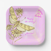 Pink Peach Butterfly Papieren Bordje (Voorkant)