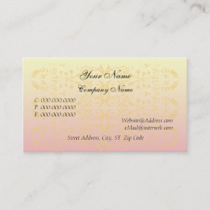 Pink Peach Damask Visitekaartjes