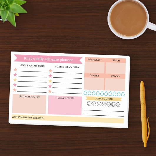 Pink Peach Doelen Stemming Dagelijkse Zelfzorg Pla Post-it® Notes