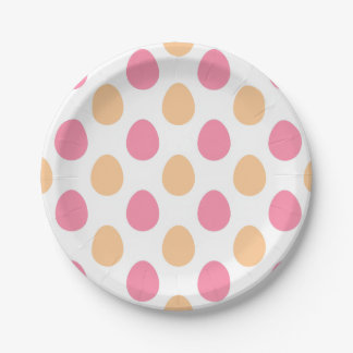 Pink Peach Easter Eggs Spring Paper Plates Papieren Bordje