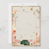 Pink Peach Floral Elegant Gold Wedding Kaart (Achterkant)