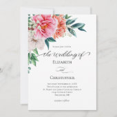 Pink Peach Floral Eucalyptus Calligraphy Wedding Kaart (Voorkant)