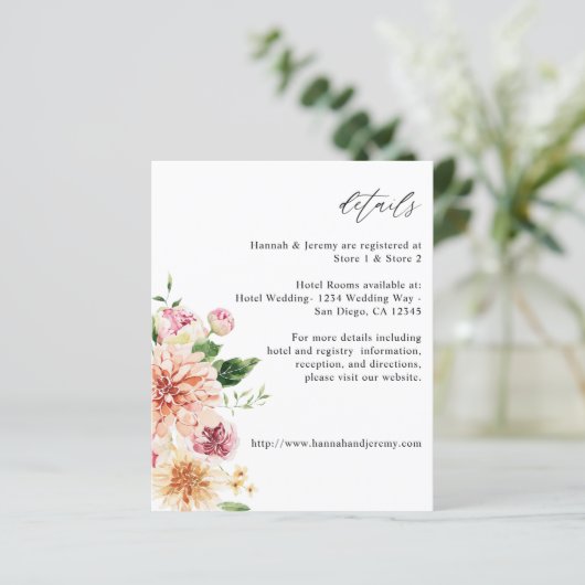 Pink & Peach Floral & Greenery - Gegevens over de  (Staand voorkant)