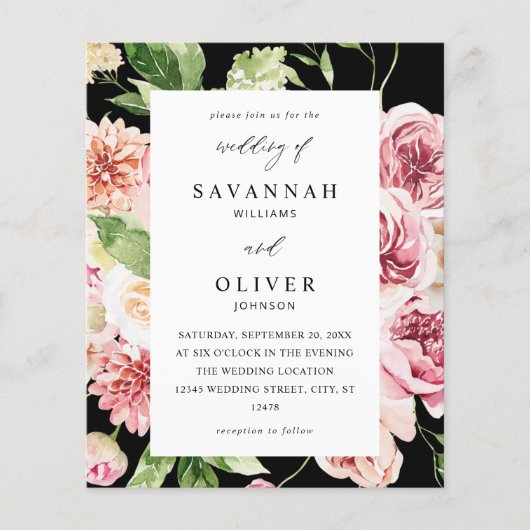 Pink & Peach Floral & Greenery Wedding Blac (Voorkant)