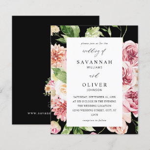 Pink & Peach Floral & Greenery Wedding Blac