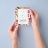 Pink & Peach Floral & Greenery Wedding Pink Flyer (Hand)