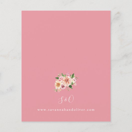 Pink & Peach Floral & Greenery Wedding Pink Flyer (Achterkant)