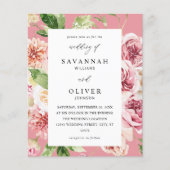 Pink & Peach Floral & Greenery Wedding Pink Flyer (Voorkant)