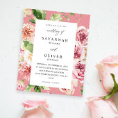 Pink & Peach Floral & Greenery Wedding Pink Flyer