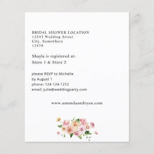 Pink & Peach Floral & Groener Vrijgezellenfeest Flyer (Achterkant)