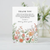 Pink & Peach Floral Photo Keepslag Memorial Bedankkaart (Staand voorkant)