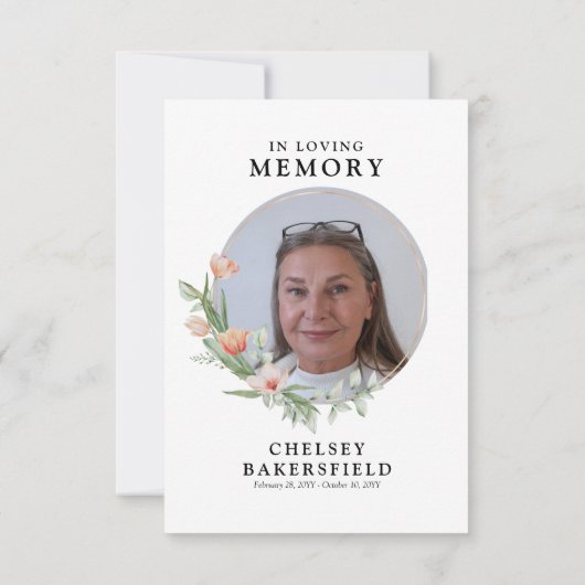 Pink & Peach Floral Photo Keepslag Memorial Bedankkaart (Achterkant)