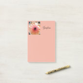 Pink Peach Flower Gepersonaliseerde Post it Notes  (Op bureau)