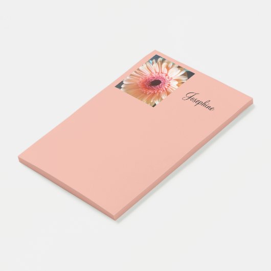 Pink Peach Flower Gepersonaliseerde Post it Notes  (Schuin)