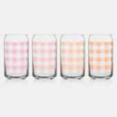 Pink Peach Gingham-patroon Blikvorm Glas (Achterkant)