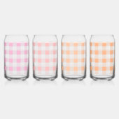 Pink Peach Gingham-patroon Blikvorm Glas (Rechts)