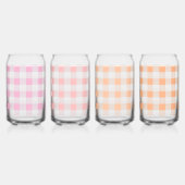 Pink Peach Gingham-patroon Blikvorm Glas (Links)