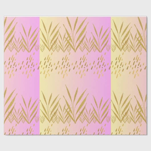 Pink&Peach Gradient Palm Leaf Cadeaupapier (Vlak)