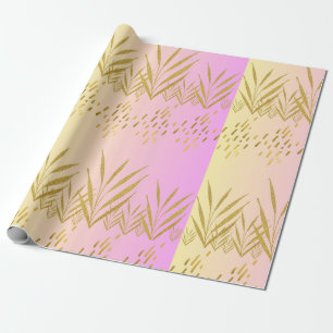 Pink&Peach Gradient Palm Leaf Cadeaupapier