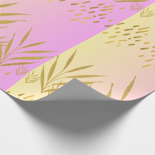 Pink&Peach Gradient Palm Leaf Cadeaupapier (Hoek)