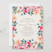 Pink Peach Ivory Spring Floral Wedding Kaart (Voorkant)