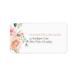Pink Peach koral Floral Eucalyptus Weddenschap Etiket