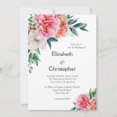 Pink Peach Peony Floral Eucalyptus Weddenschap Kaart (Voorkant)