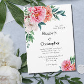 Pink Peach Peony Floral Eucalyptus Weddenschap Kaart