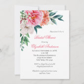 Pink Peach Peony Floral Greenery Vrijgezellenfeest Kaart (Voorkant)