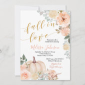 Pink Peach Pumpkin Herfst in Love Invitation Kaart (Voorkant)