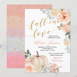 Pink Peach Pumpkin Herfst in Love Invitation Kaart