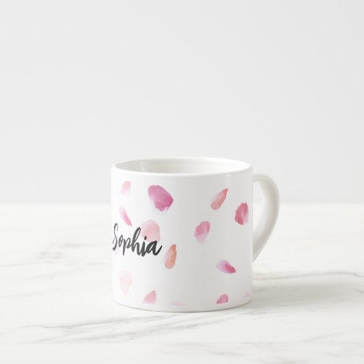 Pink Peach Rose Petals Floral Espresso Kop (Voorkant rechts)