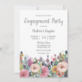 Pink Peach Tropisch Floral Engagement Party nodigt Kaart (Voorkant)